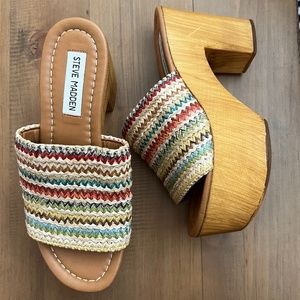 Steve Madden Rainbow Crochet Platform Sandals